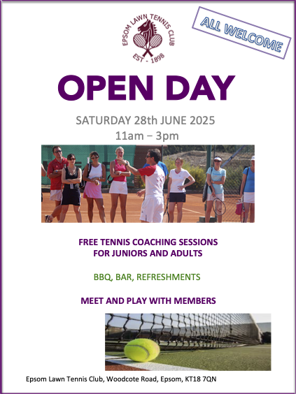 Epsom Lawn Tennis Club FREE Open Day