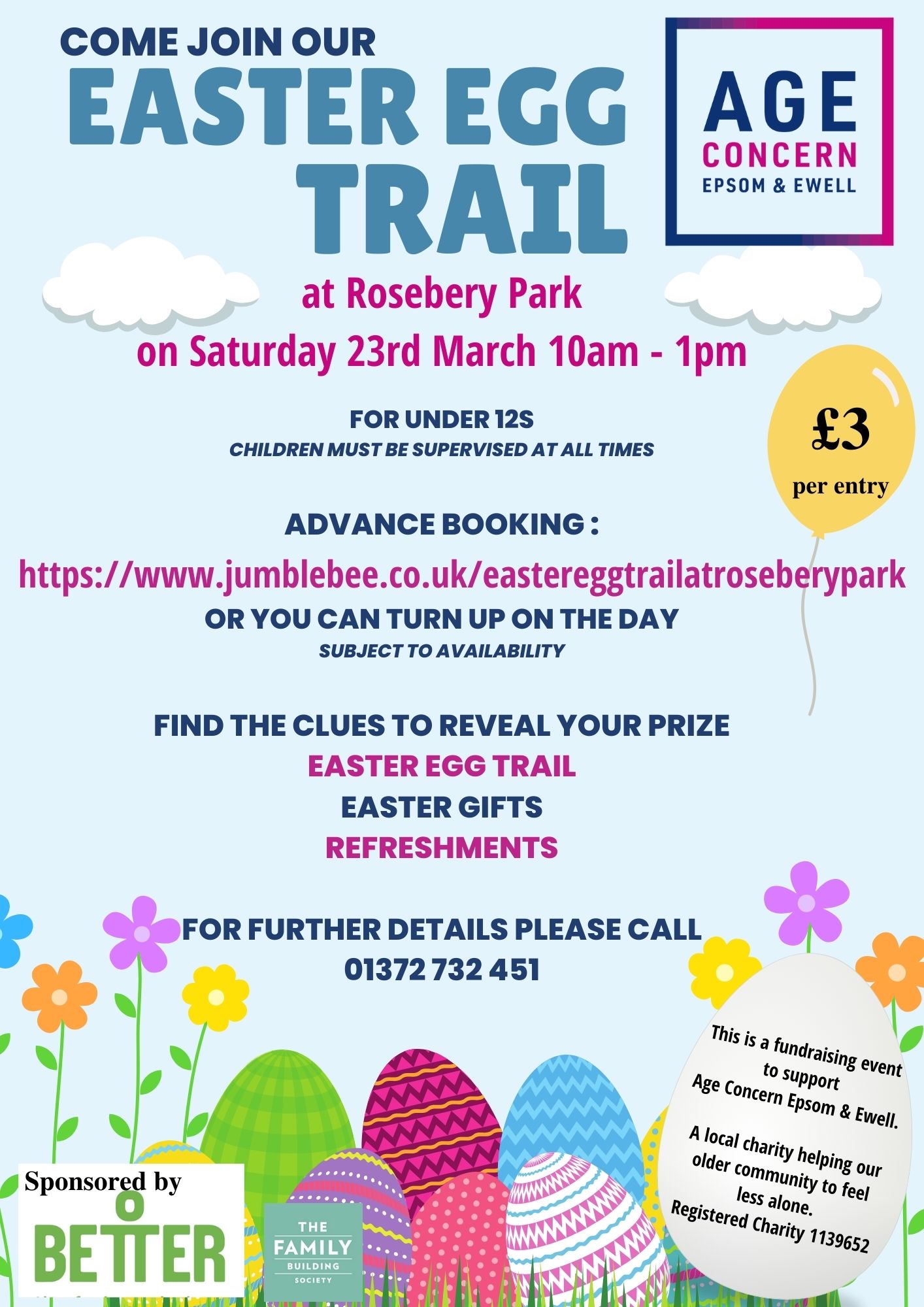Easter Egg Trail at Rosebery Park, Epsom 23rd March 10am-1pm