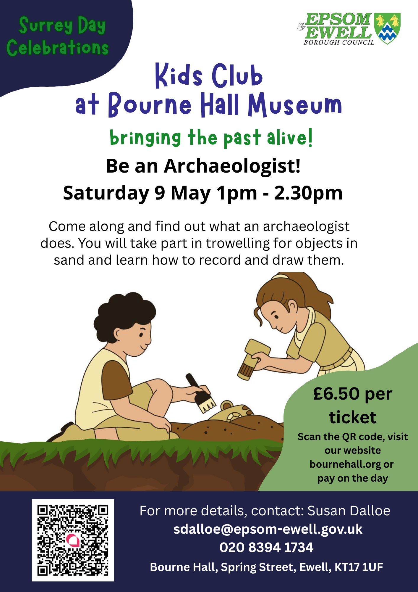 Two child archaeologists digging Two archaeologists