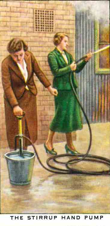 Dealing with a fire with a stirrup pump